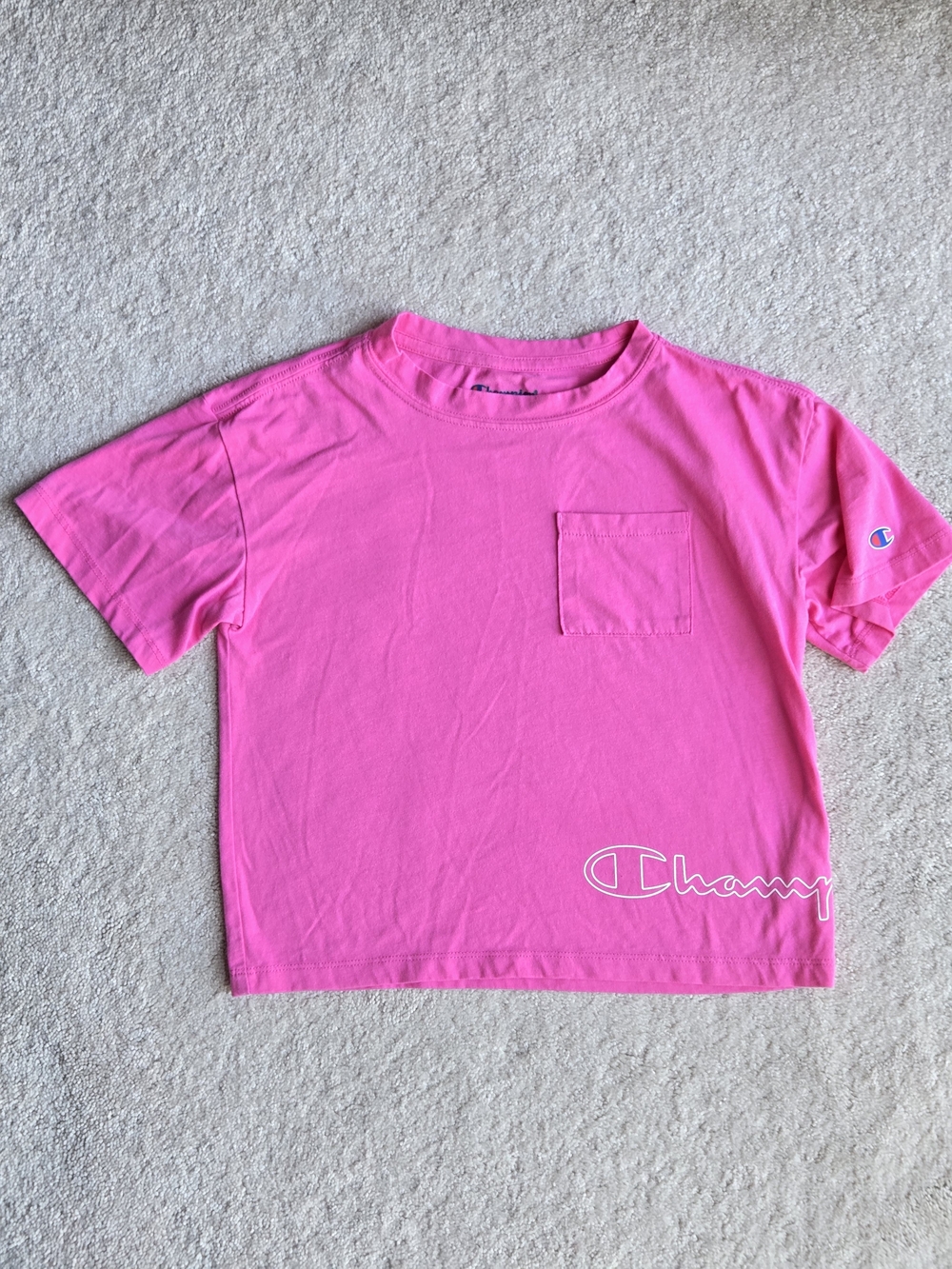 Champion Girls' Bright Pink Short Sleeve Pocket Tee